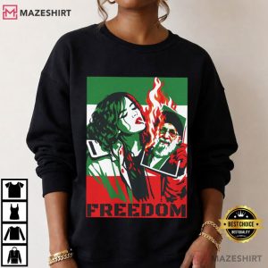 Iranian Woman Lighting Cigarette Freedom Free Iran Protest T Shirt (4)