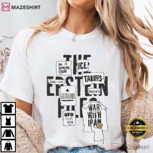 Trump Epstein List War In Iran Protest Sign Collage T-Shirt
