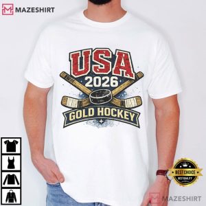 USA Gold Hockey Shirt 2026 Patriotic Team Support T-Shirt