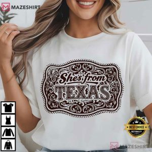She's From Texas Cowgirl Rodeo Western T Shirt (2)