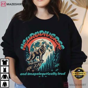 Neurodiversity Awareness Wolf Howling At Moon T Shirt (4)