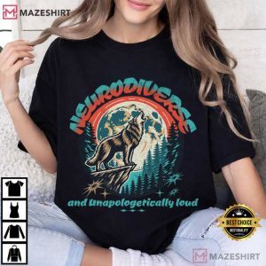 Neurodiversity Awareness Wolf Howling At Moon T Shirt (2)