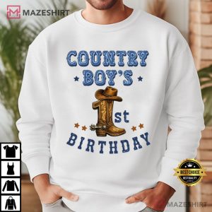 Country Boy Cowboy Boot 1st Birthday Western Rodeo T Shirt (4)