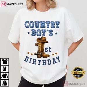 Country Boy Cowboy Boot 1st Birthday Western Rodeo T Shirt (1)