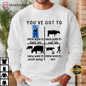 Know When To Hold 'Em Cow Lovers Funny Rancher Graphic T Shirt (4)