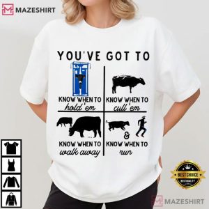 Know When To Hold 'Em Cow Lovers Funny Rancher Graphic T Shirt (2)