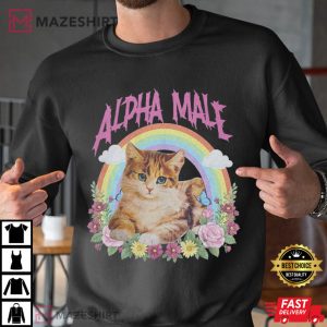 Alpha Male Funny Kitten Cat Meme Rainbow T Shirt (3)