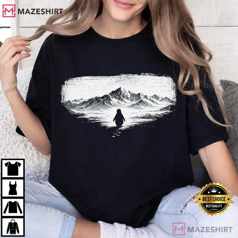Minimalist Nihilistic Penguin Meme Mountain T-Shirt Minimalist Nihilistic Penguin Meme Mountain T-Shirt