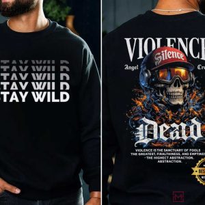 Skull Rider Motorcycle Helmet Graphic T Shirt (3)