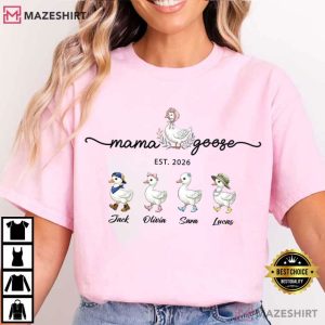 Mama Goose Custom Kids Names Est Year T Shirt (1)