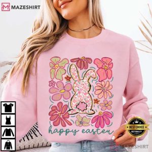 Happy Easter Bunny Floral Rabbit T Shirt (1)