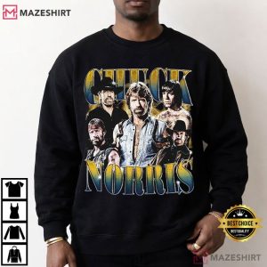 Chuck Norris Cowboy Silhouette Vintage Collage T Shirt (1)