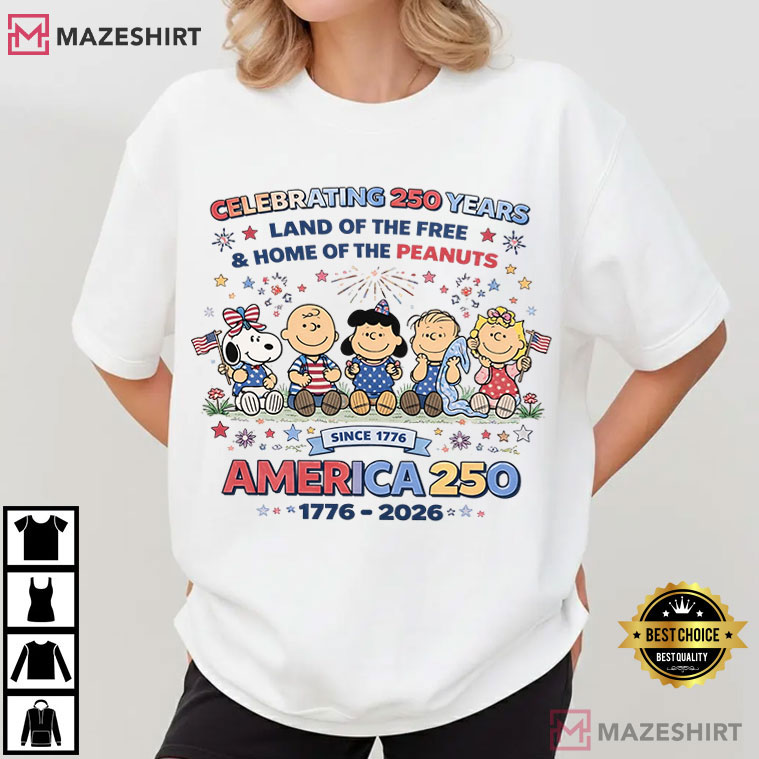 Peanuts America 250 4th Of July Land Of The Free Celebration T-Shirt Peanuts America 250 4th Of July Land Of The Free Celebration T-Shirt