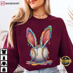 Easter Baseball Bunny Ears Ice Cream Drip T Shirt (1)
