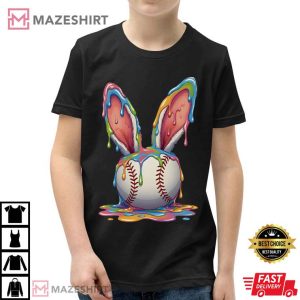 Easter Baseball Bunny Ears Ice Cream Drip T Shirt (2)