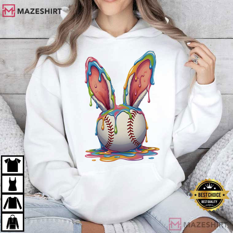 Easter Baseball Bunny Ears Ice Cream Drip T-Shirt Easter Baseball Bunny Ears Ice Cream Drip T-Shirt