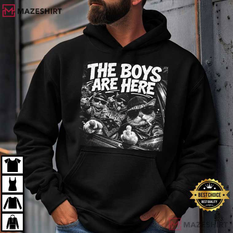 The Boys Are Here Gangster Cat Funny Biker T-Shirt The Boys Are Here Gangster Cat Funny Biker T-Shirt