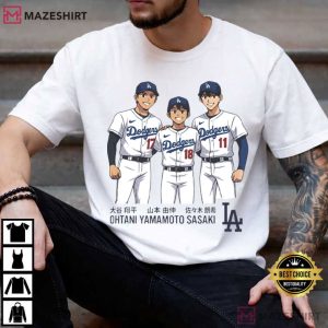 Dodgers Ohtani Yamamoto Sasaki Anime Japanese Baseball T Shirt (1)