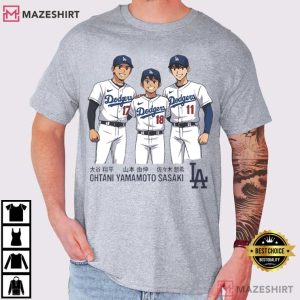 Dodgers Ohtani Yamamoto Sasaki Anime Japanese Baseball T Shirt (2)