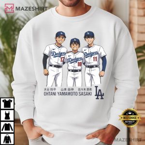 Dodgers Ohtani Yamamoto Sasaki Anime Japanese Baseball T Shirt (3)