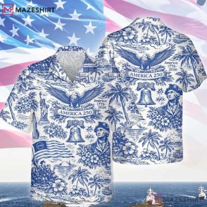 America 250 Years 1776–2026 Vintage Patriotic Hawaiian Shirt