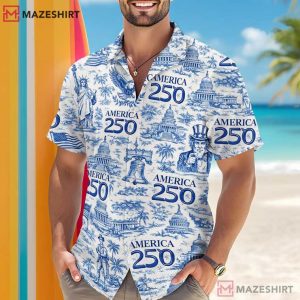 America 250th Anniversary Toile De Jouy Patriotic 1776 2026 Hawaiian Sh (3)