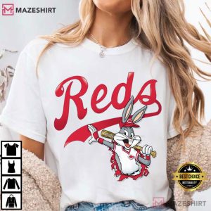 Cincy Baseball Bunny Cartoon Funny Red Script Sports T Shirt (1)