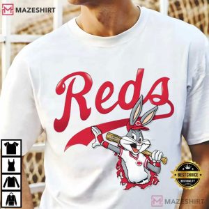 Cincy Baseball Bunny Cartoon Funny Red Script Sports T Shirt (2)