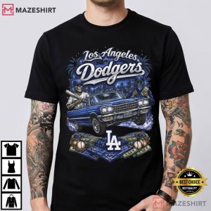 Los Angeles Dodgers Lowrider Car Baseball T Shirt (1)