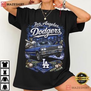 Los Angeles Dodgers Lowrider Car Baseball T Shirt (2)