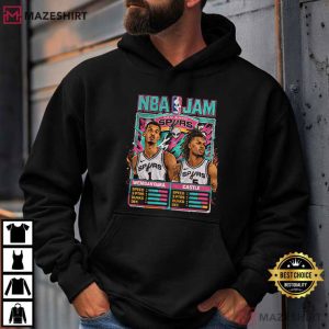 NBA Jam Spurs Retro Wembanyama Castle Arcade Roster T Shirt (4)