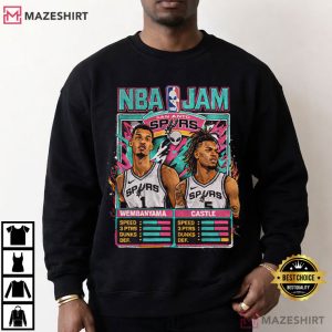 NBA Jam Spurs Retro Wembanyama Castle Arcade Roster T Shirt (1)