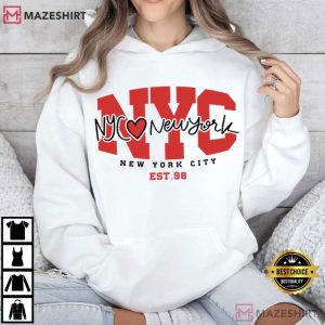 NYC New York City Varsity Heart Travel Souvenir T Shirt (4)