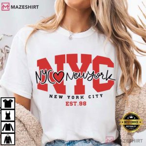 NYC New York City Varsity Heart Travel Souvenir T Shirt (2)