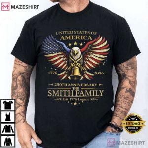 America 250 Years Anniversary Custom Family Name Patriotic T Shirt (2)