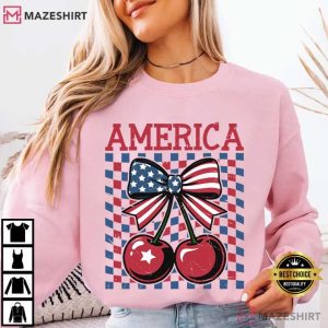 Independence Day America Cherry Butterfly USA Flag T Shirt (4)