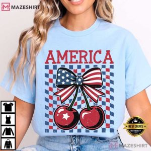 Independence Day America Cherry Butterfly USA Flag T Shirt (2)