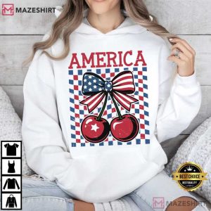 Independence Day America Cherry Butterfly USA Flag T Shirt (3)