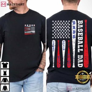American Flag Baseball Dad Custom T Shirt (1)