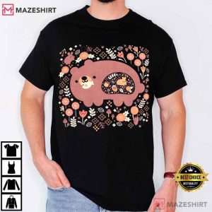Bear Folk Art Cottage Core Floral T Shirt (1)