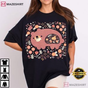 Bear Folk Art Cottage Core Floral T Shirt (2)