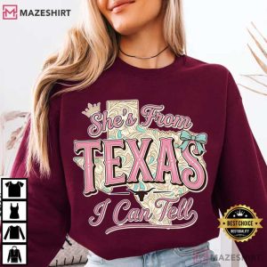 She's From Texas I Can Tell Floral Coquette Texas Girl T Shirt (3)