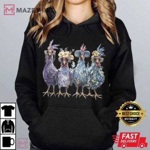 Farm Animal Floral Chicken Colorful Rooster T Shirt (4)