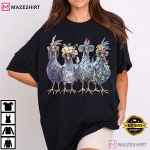 Farm Animal Floral Chicken Colorful Rooster T Shirt (2)