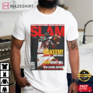 Hakeem Olajuwon Houston Rockets NBA SLAM Cover Basketball T Shirt (1)