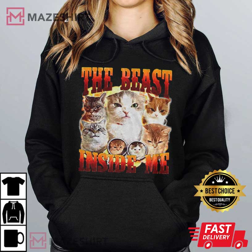 The Beast Inside Me Cat Vintage Meme T-Shirt The Beast Inside Me Cat Vintage Meme T-Shirt