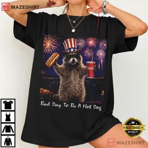 4th Of July Bad Day To Be A Hot Dog Raccoon Funny T Shirt (3)