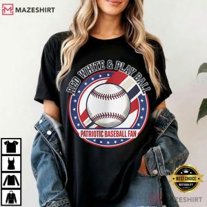 Red White Blue Home Run Patriotic Baseball Fan T-Shirt