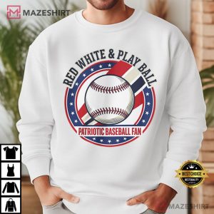 Red White Blue Home Run Patriotic Baseball Fan T Shirt (1)