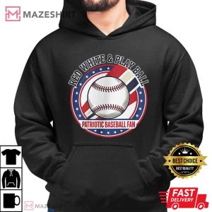 Red White Blue Home Run Patriotic Baseball Fan T Shirt (3)